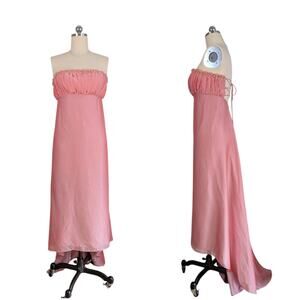 Vintage Prom Dress Maxi Gown 10 Pink 90s Y2K Fairy Princess Corset Floral Empire